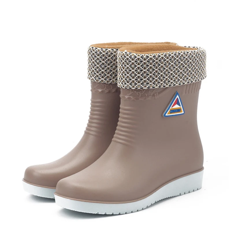E TOY WORD Women Rubber Boots water boots Middle Tube rain boots women Non-slip Waterproof Lady Shoes Outdoor women winter shoes