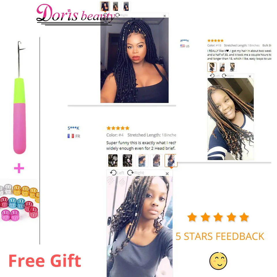 Long Curly Crochet Hair Braiding Hair Goddess Faux Locs Crochet Braids 16 inch Soft Synthetic Hair Extension Black Grey Brown