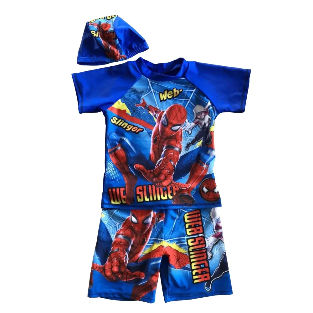 Boys Swimsuit Two Piece Rash Guard UPF50+ Sleeve Sunsuit Swimwear Sets Cartoon Children Swimming Suit With Swimming Cap Bathsuit (10)
