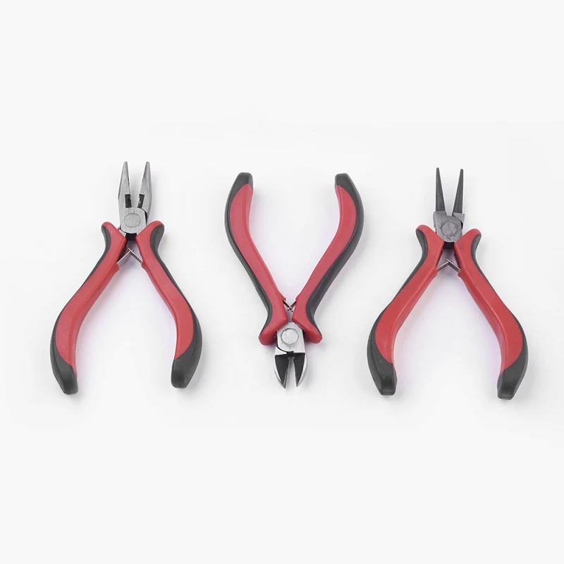 

3pcs Stainless Iron Jewelry Tool Sets Round Nose Pliers Wire-Cutter Pliers and Side-Cutting Pliers for DIY Making 110~127mm