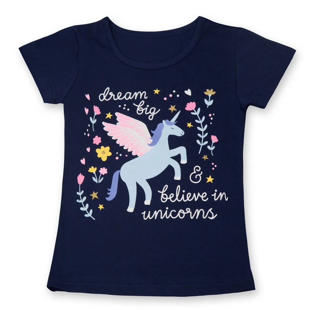 Cotton Tshirts For Girls Summer Cute Unicorn Print Children's Tees 2019 Casual Cartoon Baby Girl T Shirts Short Sleeve Kids Tops (9)