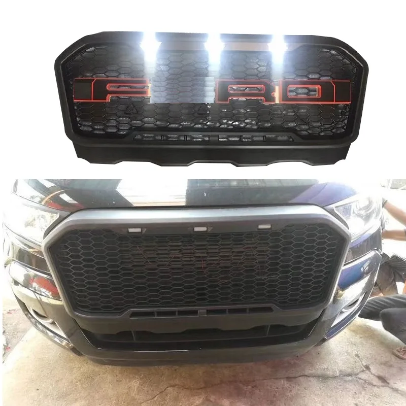 

OWN DESIGN MODIFIED RACING GRILLE GRILLS WITH LED FRONT BUMPER MASK FIT FOR RANGER T7 GRILL 2015-2017 PICKUP AUTO ACCESSORIES