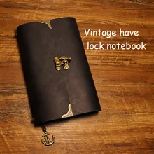 Ежедневный блокнот с замком, записная книжка из натуральной кожи, записная книжка для путешественника, наполнитель, планировщик из крафт-бумаги, школьные принадлежности, винтажный блокнот