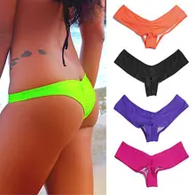 Сексуальный Бразильский бикини V-style Scrunch Ruched Thong Bottom Купальники
