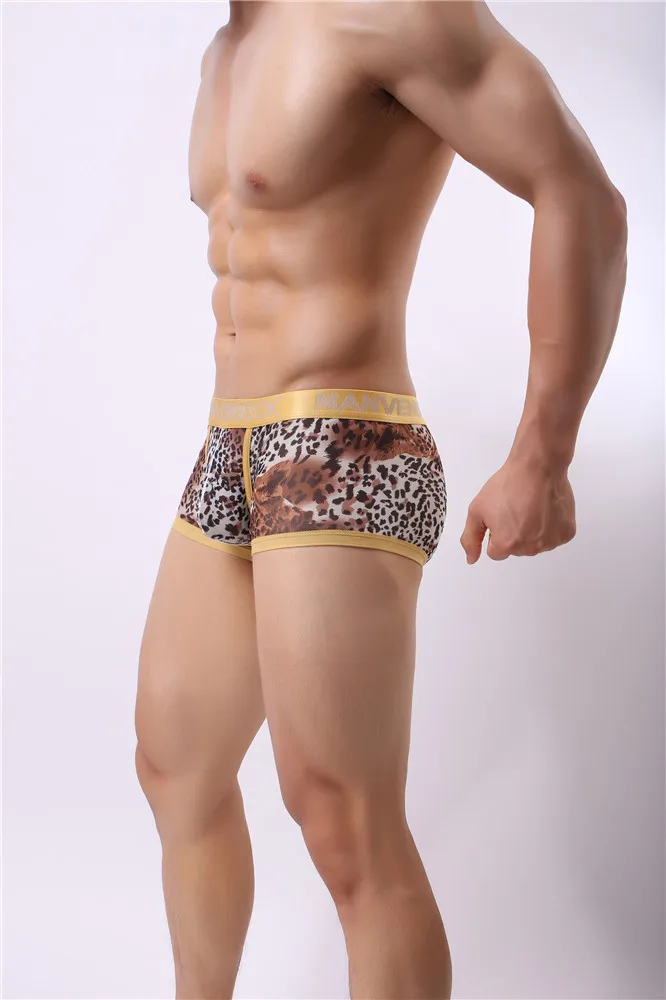 Boxer Sexy imprimé léopard pour homme, sous-vêtement classique