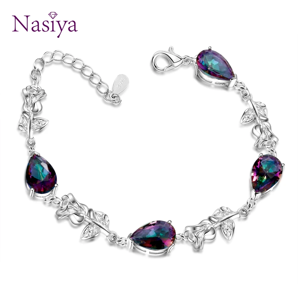 

Fashion Elegant Bracelets For Women With Multicolor Gemstone Fine Jewelry 925 Silver Bracelets Women's Party Anniversary Gift