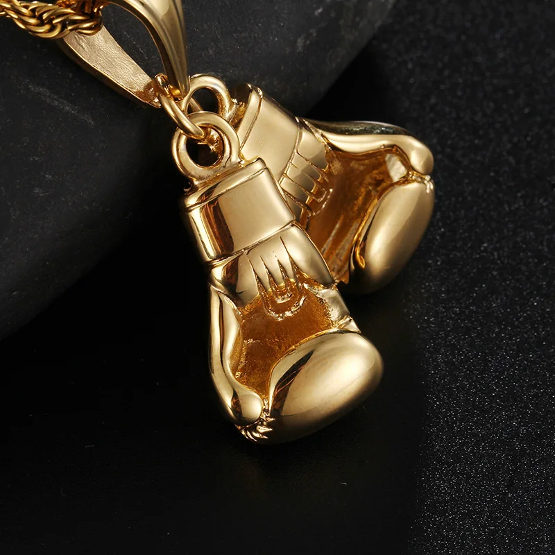 Charming Gifts Gold Biker stainless steel Double boxing gloves Pendant