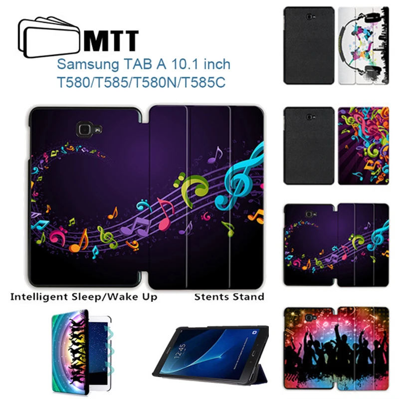 

MTT Tablet Case For Samsung Galaxy Tab A A6 10.1 2016 T580 T585 T580N Cover Music Series Smart Stand Trifold Leather Cases Funda
