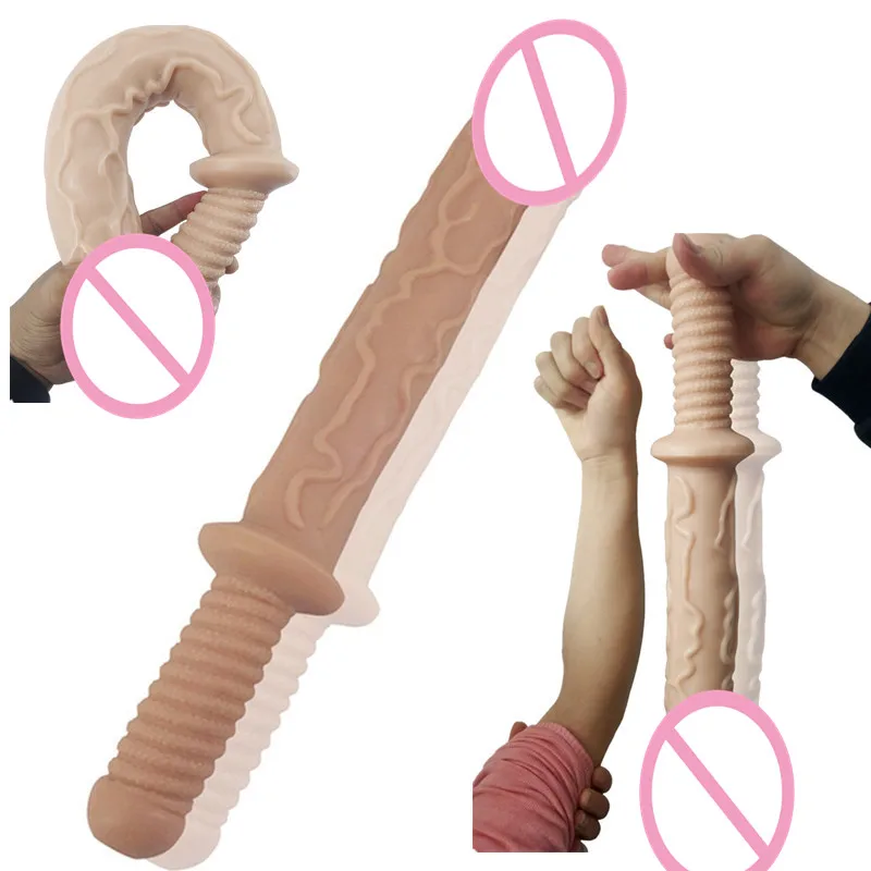 48 5 5cm Realistic Huge font b Dildo b font Long Flexible Penis with Handle Sex