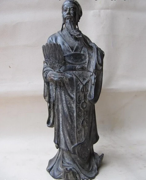 

Fast shipping USPS to USA S0364 10 Chinese Bronze Copper Three Kingdoms militarist Zhu ge Liang Kong Ming Statue