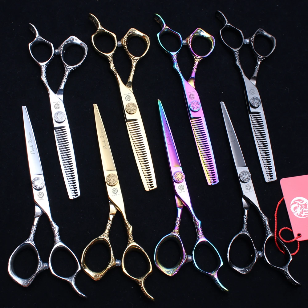 2Pcs 5.5&quot 16cm Purple Dragon JP 440C Professional Hairdressing Scissors Cutting Thinning Shears Hair Kit Z9001 | Красота и