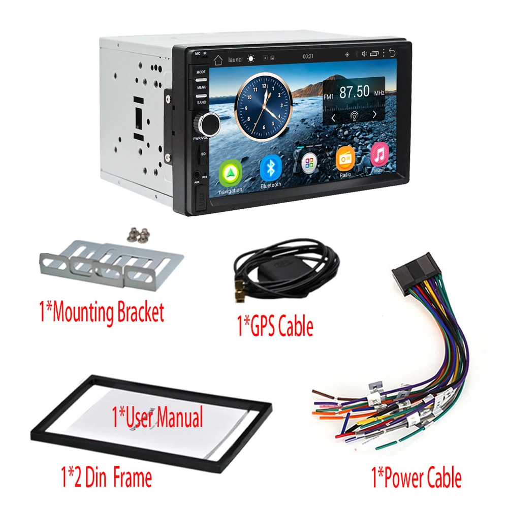 Cheap 7" Android 8.0 Quad Core 2G+16G Universal Double 2 Din no dvd Car Audio Stereo GPS Navigation Radio Kits Car Multimedia RDS 4