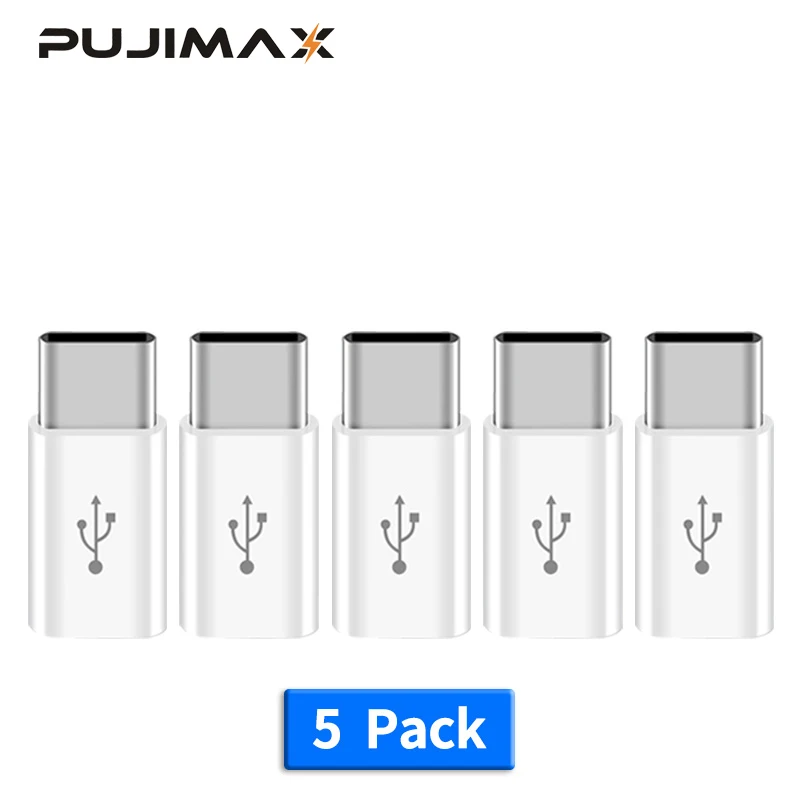 

PUJIMAX 5 Pack Adapter Micro Usb Male To Type C Converter Adapter for Huawei Macbook Oneplus Xiaomi HTC Charging Charger adapter