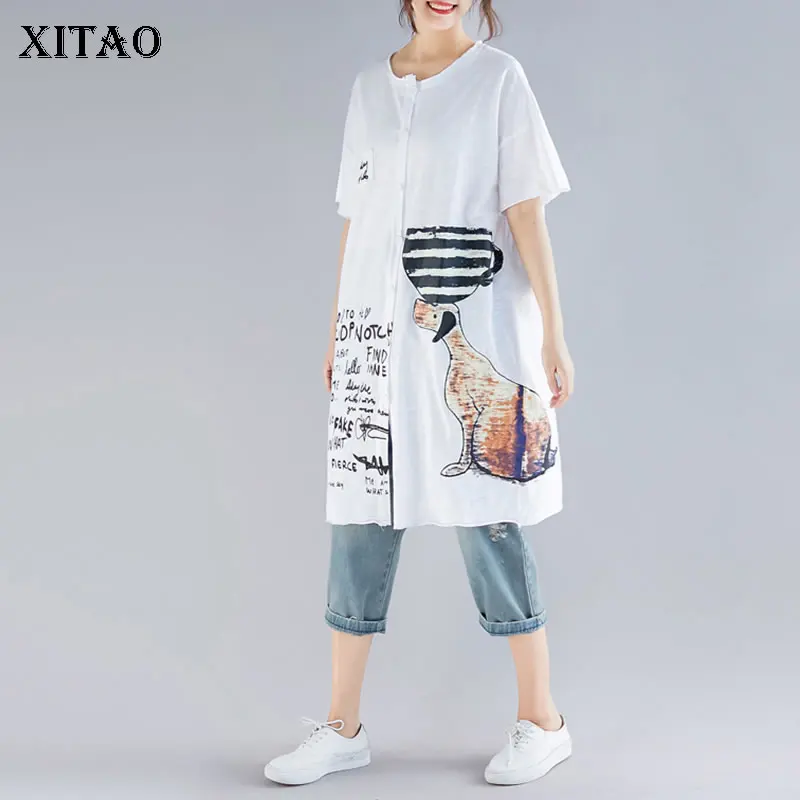 [XITAO] Лето 2019 женская новая модная футболка с коротким рукавом рисунком в полоску
