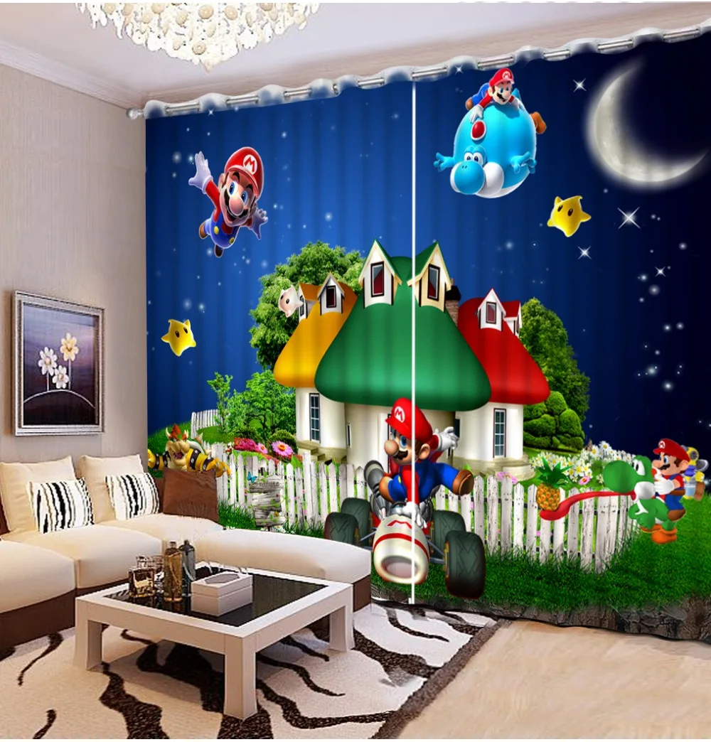 

Photo Customize size 3D Cartoon curtains moonlinght Luxury European Modern curtains for living room