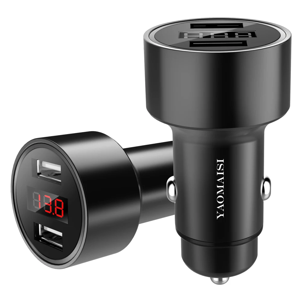 YAOMAISI Dual USB Car Charger Adapter 3.1A Digital LED Voltage/Current