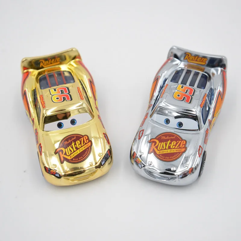 Disney Cartoon Movie Pixar Cars Gold Silver Lightning McQueen 155