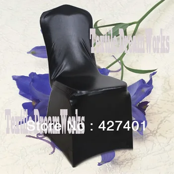 

Hot Sale Black Metallic Shiny Two-way Spandex Chair Cover / Lycra Chair Cover Arch Front For Wedding Decoration & Party