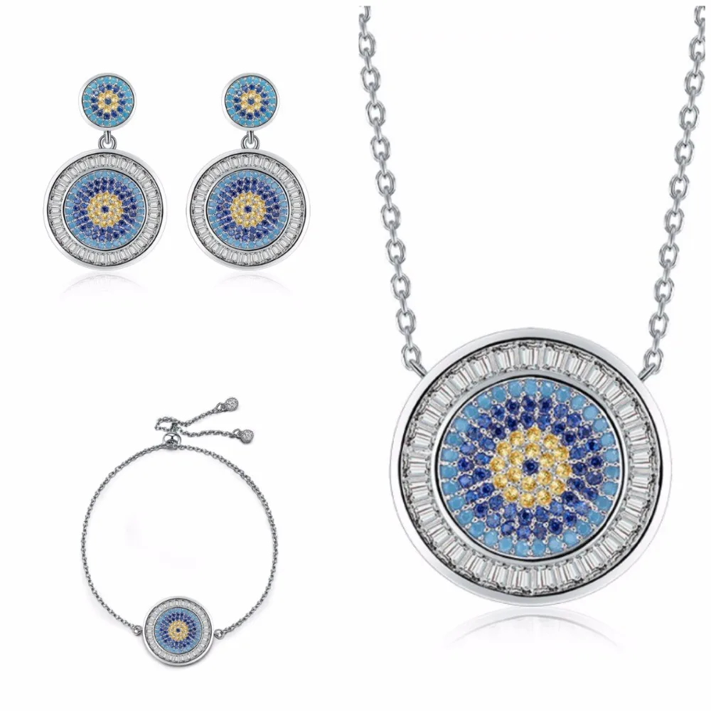 

2019 latest wild simple temperament AAA color zircon Crystal from Swarovski necklace earrings bracelet wedding jewelry