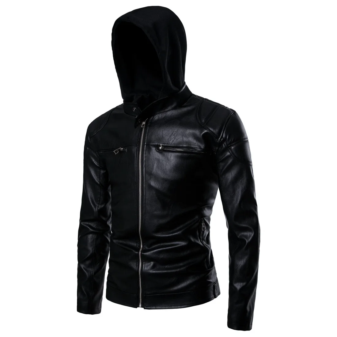 Мужская куртка из искусственной кожи в стиле панк с капюшоном, мотоциклетная кожаная куртка, Мужская одежда, модная мужская одежда, пальто для мужчин, европейский размер