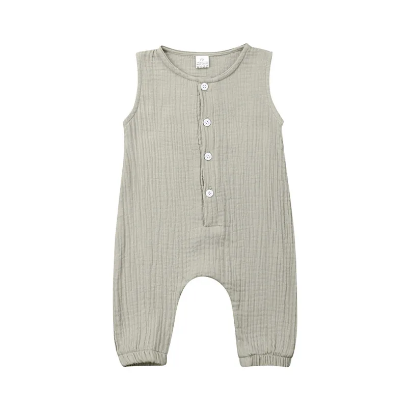 

4 Color Summer Newborn Baby Boy Girl Romper Sleeveless One-piece Bodysuit Solid Color Jumpsuit Sunsuit Outfits Clothes 2B10