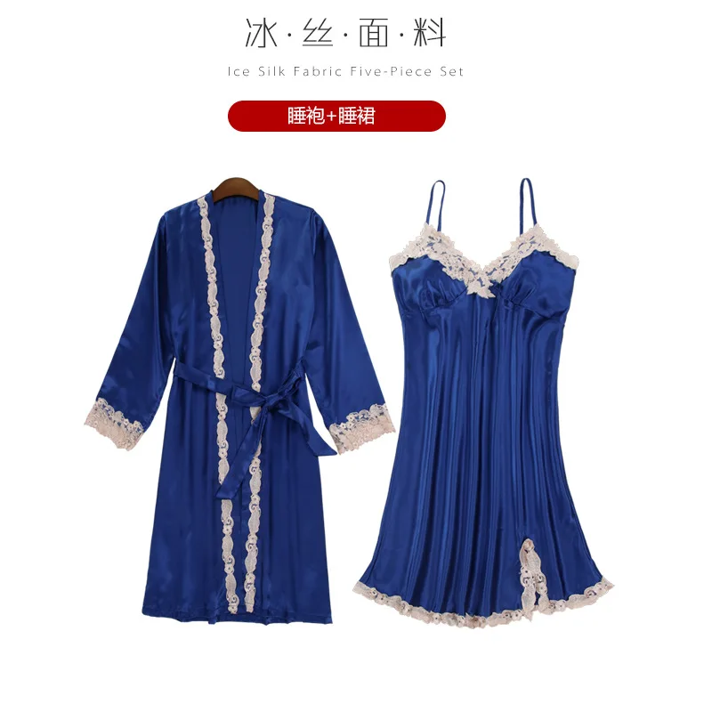 Sexy Womens Night Robe Strap Top Pajamas Suit Summer Two Piec Sleepwear Sets Casual Home Wear Nightwear Sleep Kimono Bath Gown - Цвет: 939