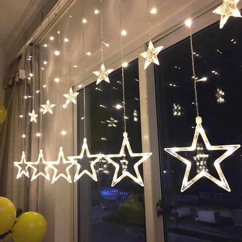 Star Shaped Led Lights String Warm White Christmas Ornaments