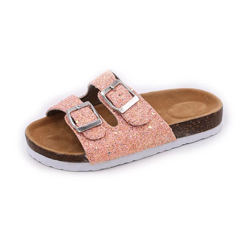 

2019 New Summer Sequin Parent-Child Children's Softwood Slippers Women's Sandals