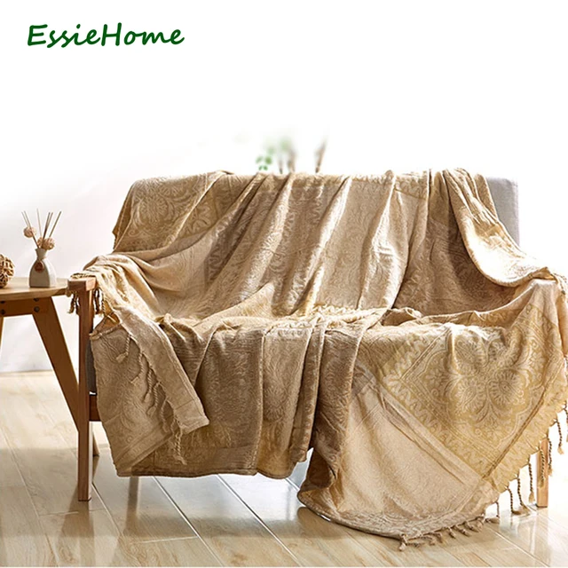 ESSIE HAUSE Sofa Decke Chenille Beige Creme Weiß Böhmen Quaste Decke ... ESSIE HAUSE Sofa Decke Chenille Beige Creme Weiß Böhmen Quaste Decke ...