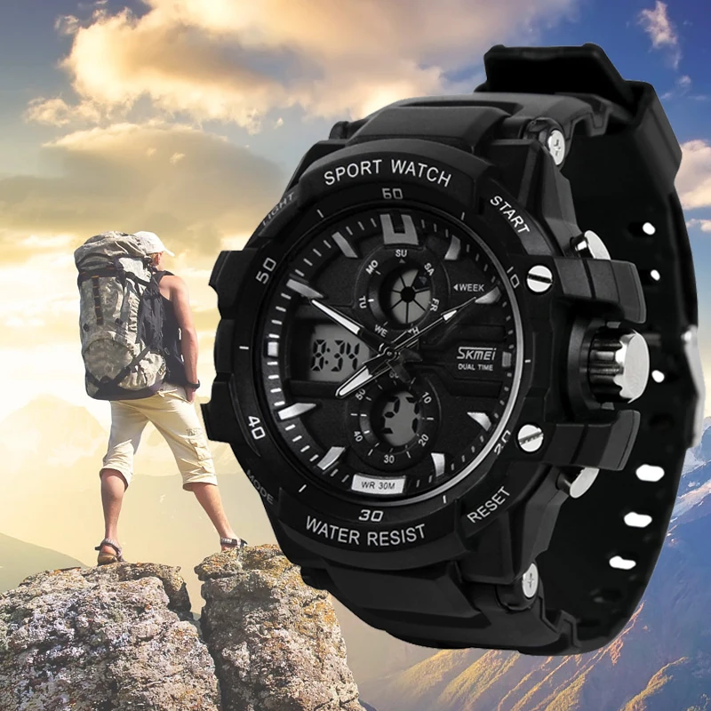 

Sports electronic watch male multifunctional waterproof watch skmei dual display outdoor child men's watch
