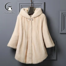 2016 New Luxury Winter Women Coats Nature Fur Full Pelt Real Top Fashion Knitted With Hood Women’s Natural Coat Warm For Lady