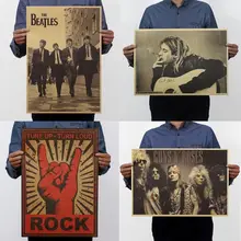 22 Types Pop Music Rock Band Stars Retro Kraft Paper Poster Bar Pub Wall Decor