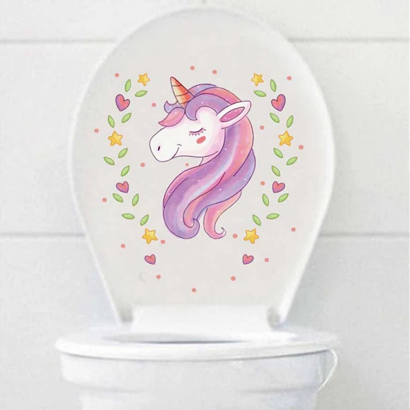 

Lovely Diy Vinyl Decal Interesting Wall Art For Bathroom Waterproof Poster Wall Sticker Unicorn Toilet Sticker Vintage Homedecor