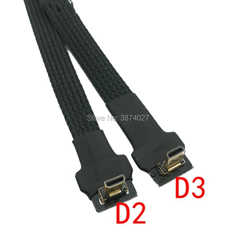 D2 10cm 20cm 30cm 50cm FPC Ribbon Flat Micro HDMI 2.0 type D shielded FPV Cable for HD Multicopter Aerial Photography