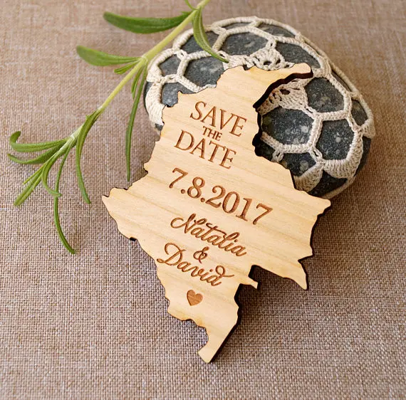  Custom State shape invitations Wedding Save the Date Magnets set  wedding gifts for guests Rustic f - 32954242285