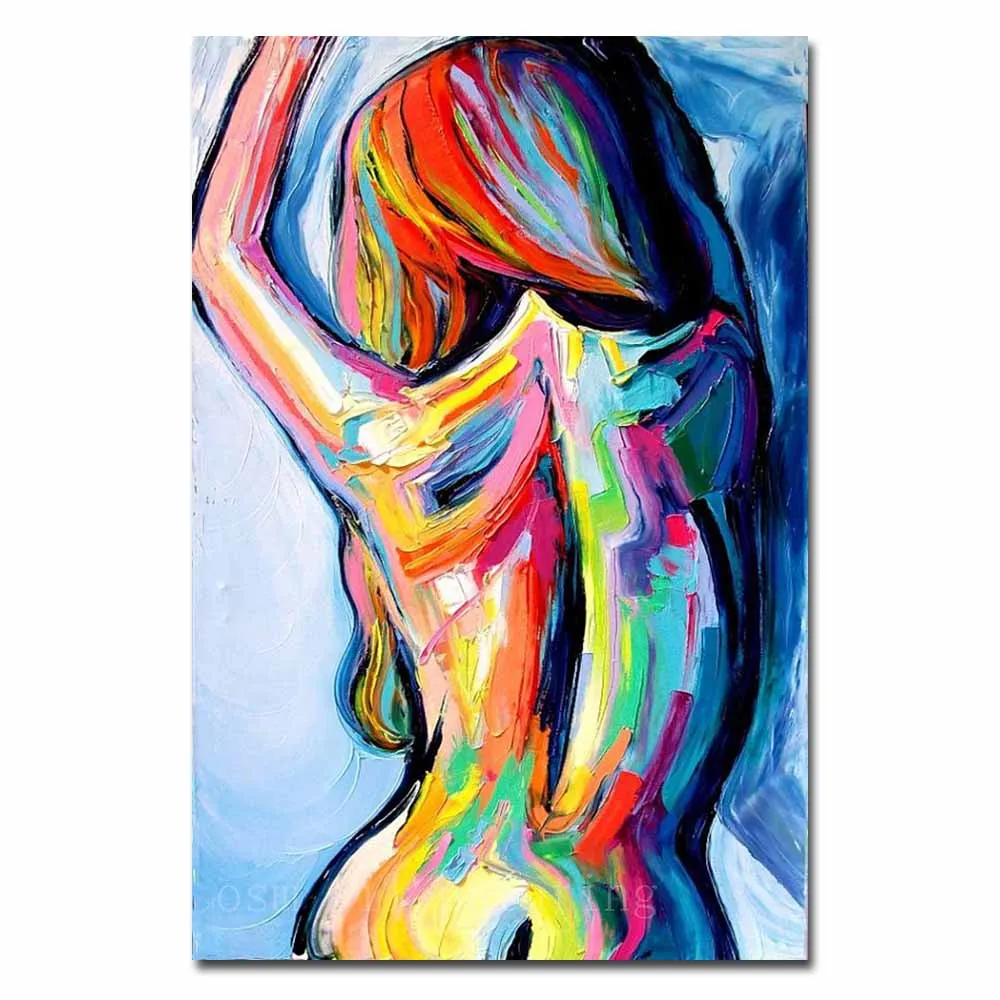 

Modern Figure Canvas Art Hand Painted Abstract Sexy Nude Girl Oil Painting on Canvas Nude Girl Wall Pictures Bedroom Wall Decor