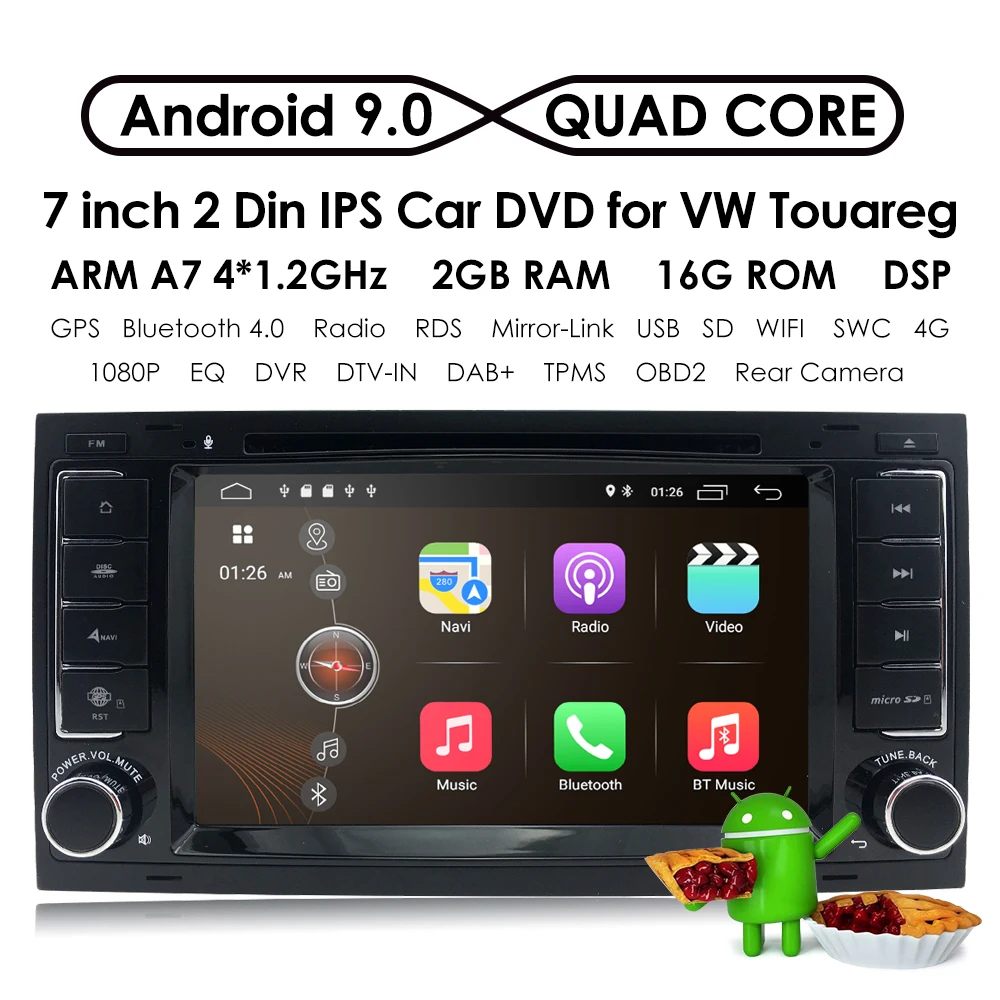 Sale IPS 4G Android9.0 2din Car DVD player For VW Touareg T5 Transporter Multivan multimedia GPS RADIO navigation SWC DVR RDS DAB DSP 1