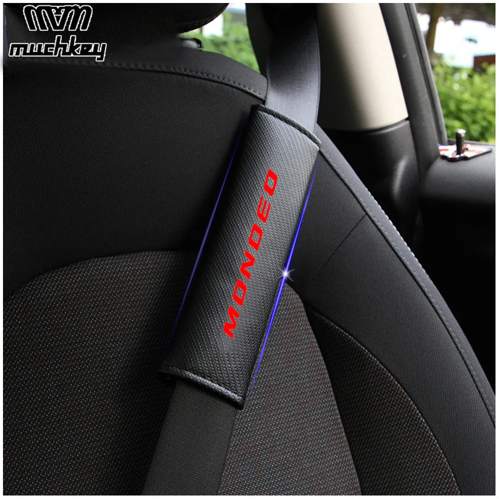 

For Ford Mondeo Car Seat Belt Shoulder Strap Protect Pads Cover No Slip No Rubbing Soft Comfort 2Pcs Red Blue White
