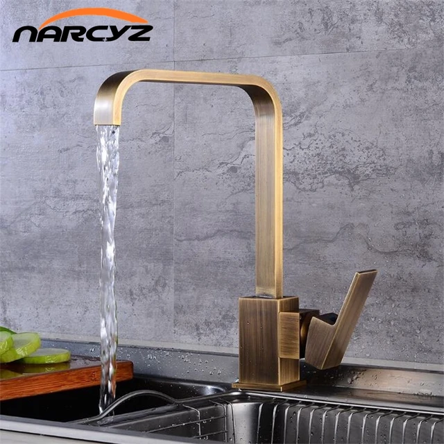 Best Offers New Kitchen Faucets Kitchen Water Tap Antique/Black Kitchen Sink Faucet Single Handle Tall Spout Wash Basin Mixer Taps XT-108