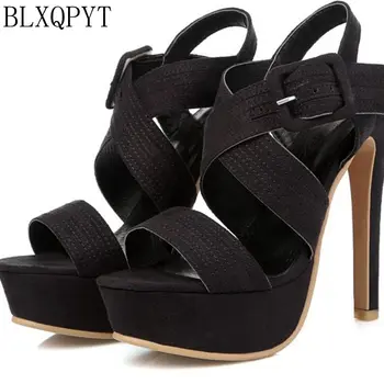 

BLXQPYT Ladies Shoes Sandalias Mujer Sandals summer stly Women Big Size 34- 48 wedding party Shoes High Heels Woman Pumps 431-1