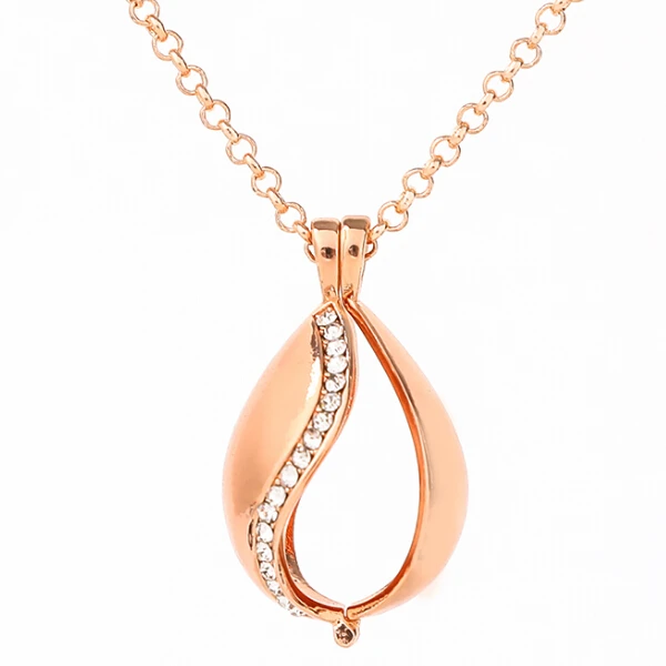 

Vinnie Design Jewelry Water Drop Openable Locket Pendant Necklace with 80cm Chain fit for 16mm Harmony Balls 50pcs/lot