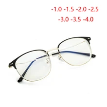 Анти-синий светильник, готовые очки для близорукости, женские ретро очки из смолы, синий светильник, блокирующие квадратные близорукие очки для мужчин-1,0-1,5-4,0