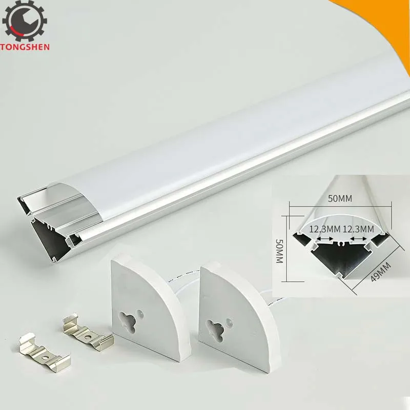 50X50mm V формы алюминиевые каналы 90 градусов угловой канал для светодиодной полосы