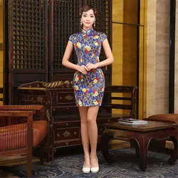 Шанхай история из искусственного шелка Cheongsam традиционное платье праздничное короткое Oriental платье Китай Qipao