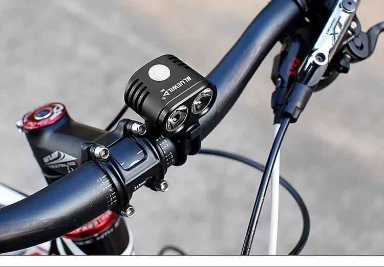 Top BLUEWILD Bicycle Light 2x CREE XML T6 Lamp Bike Light 10400mAh Waterproof Battery Pack Power Bank USB Charge for Phone Speaker 25