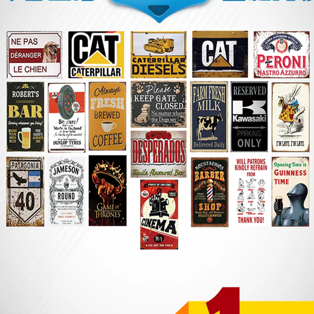 

TIN SIGNS Random delivery 10PCS bundled sale Retro Poster Vintage iron metal painting for Home Bar Cafe Pub wall Decor 20x30 cm