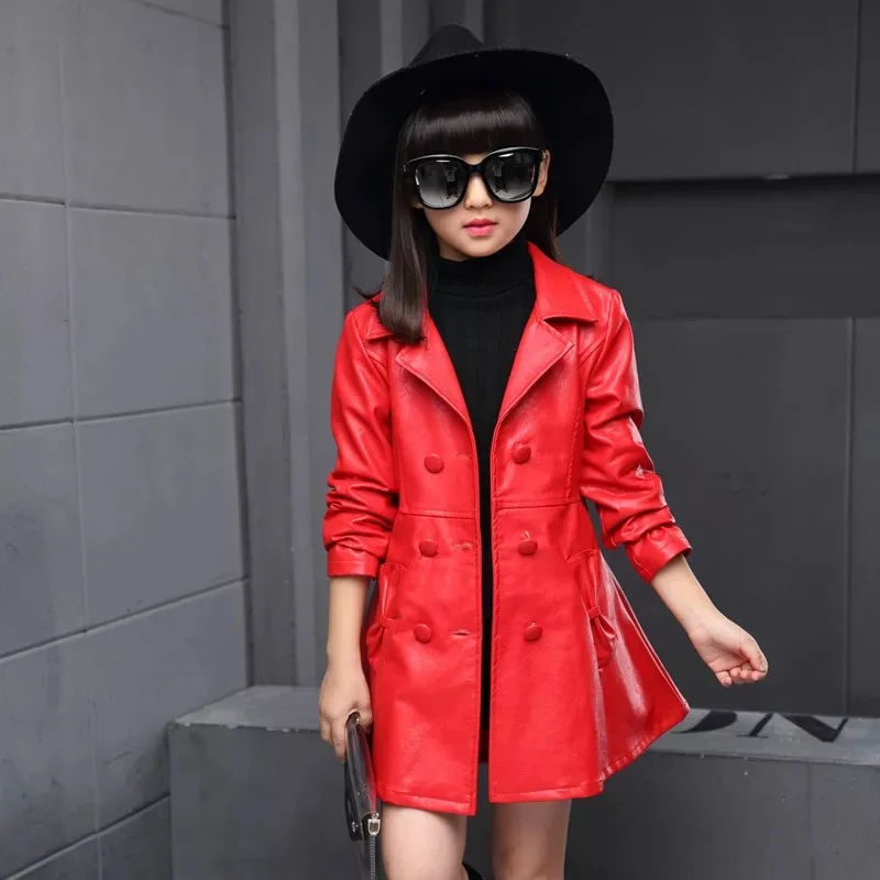 2018 4 13Y Spring Children Clothing Double breasted Rivets Pathchwork