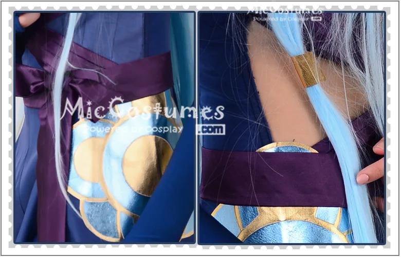 Cosplay&Ware [13]Fire Emblem Fates Conquest Azura Blue Cosplay Costume Stickers And Veil Included Anime Women Dress -Cosplay&Ware anime Shop