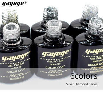

US SHIP YAYOGE 10ml/0.3oz supper diamond shining Silver glitter gel varnish LED UV Gel Manicure Shiny Sequins Gel Nail Polish