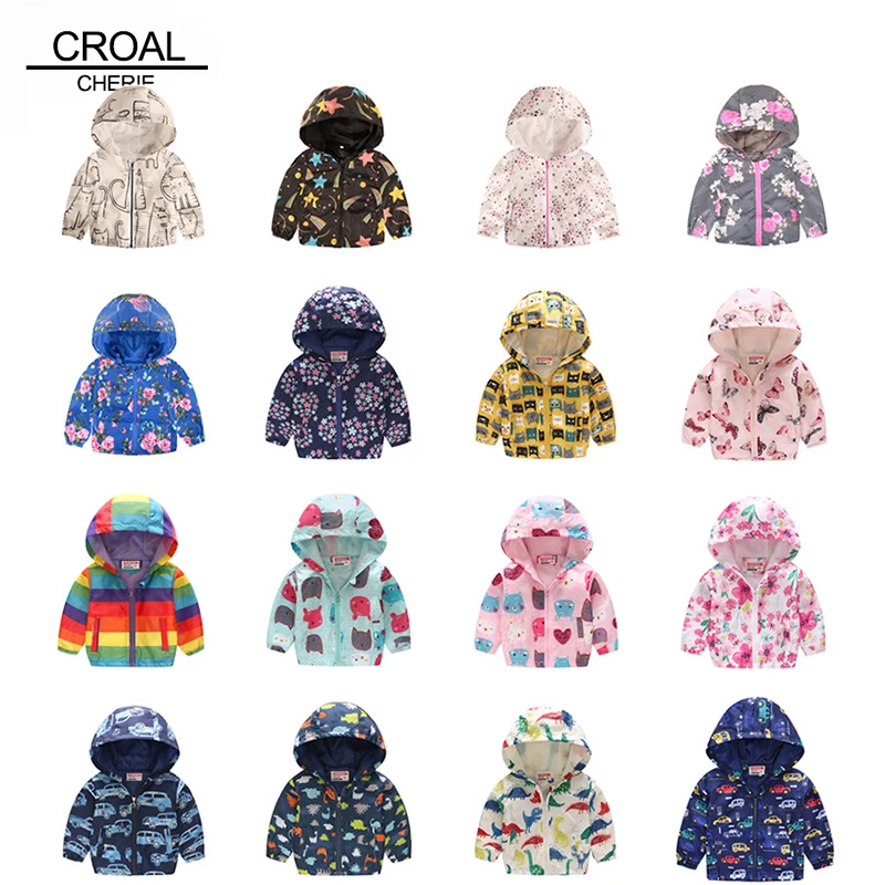 Детская осенняя куртка CROAL CHERIE с милыми автомобилями динозаврами и животными